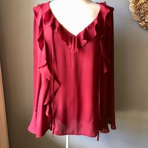 LoveRiche Ruffled Long Sleeve Blouse